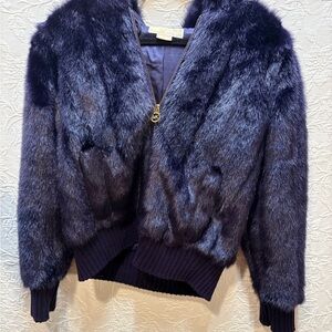 Michael Kors Deep Blue Faux Fur Jacket